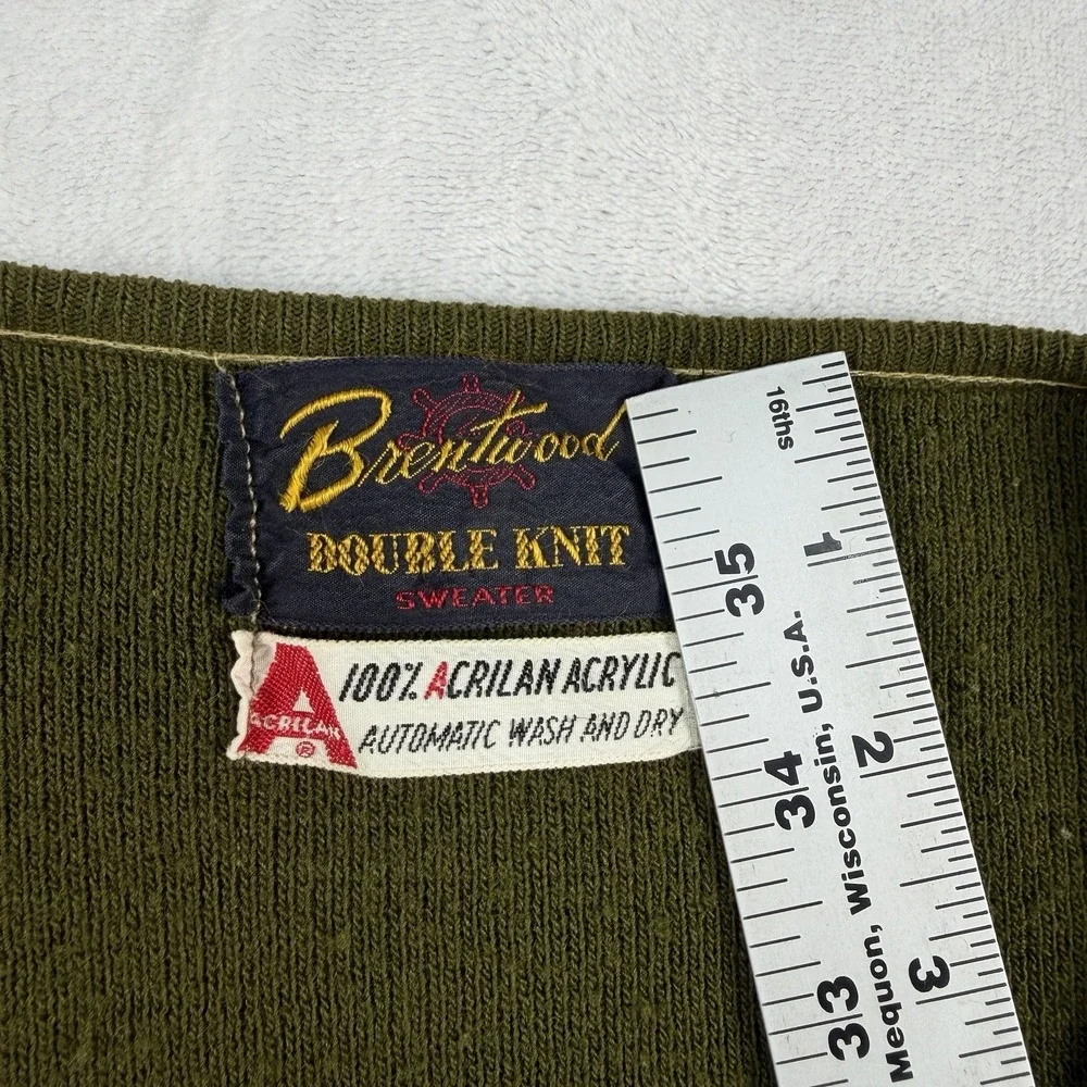 Vintage 60s Brentwood Cardigan Sweater Mens M Rockabilly Avocado Swing Bowling